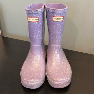 Hunter Girls Rain Boots / Size 1 US 13 UK / Purple Glitter